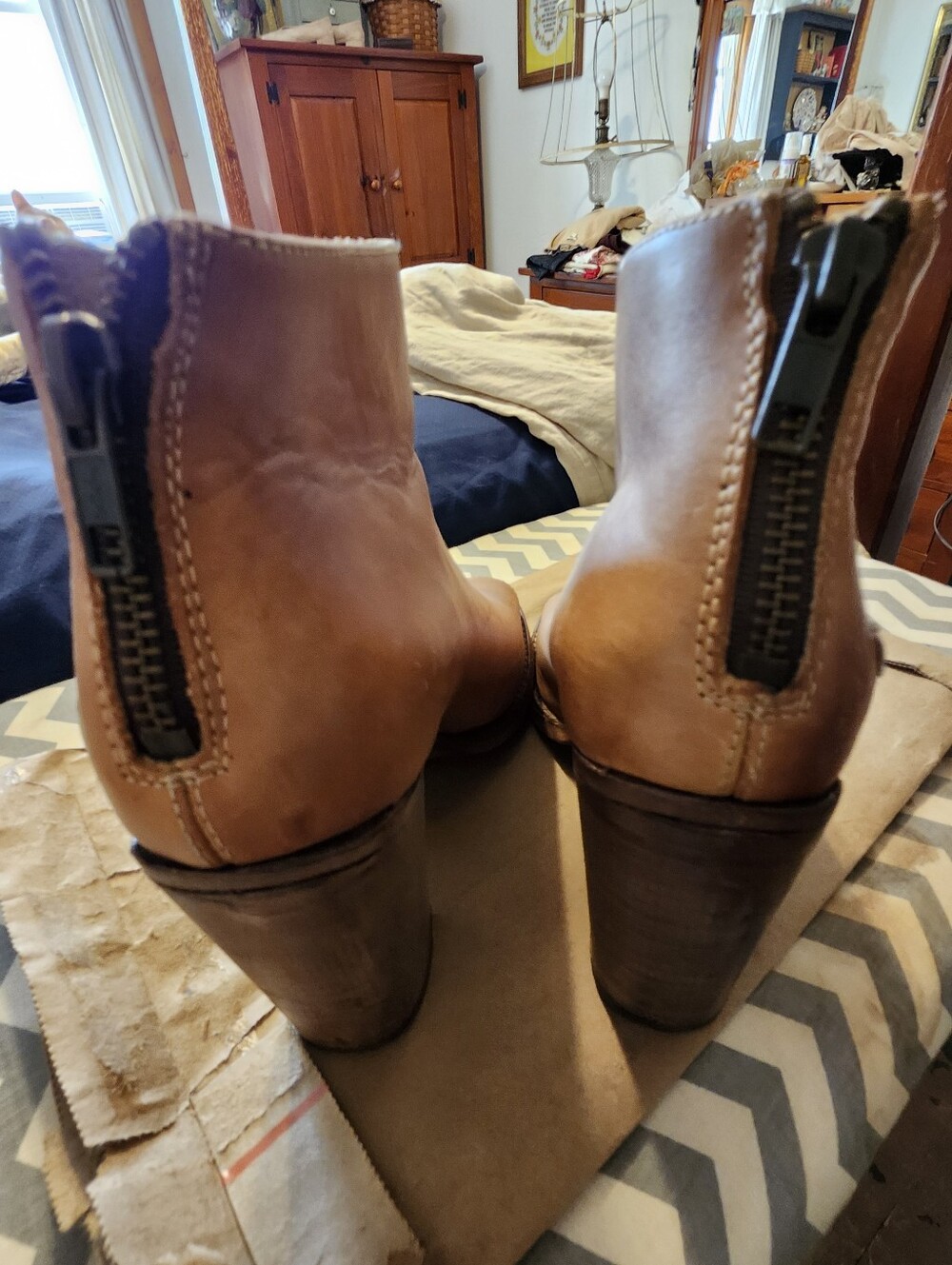 Bed Stu Camel 100% Leather Open Toed Ankle Boots - Picture 5 of 9